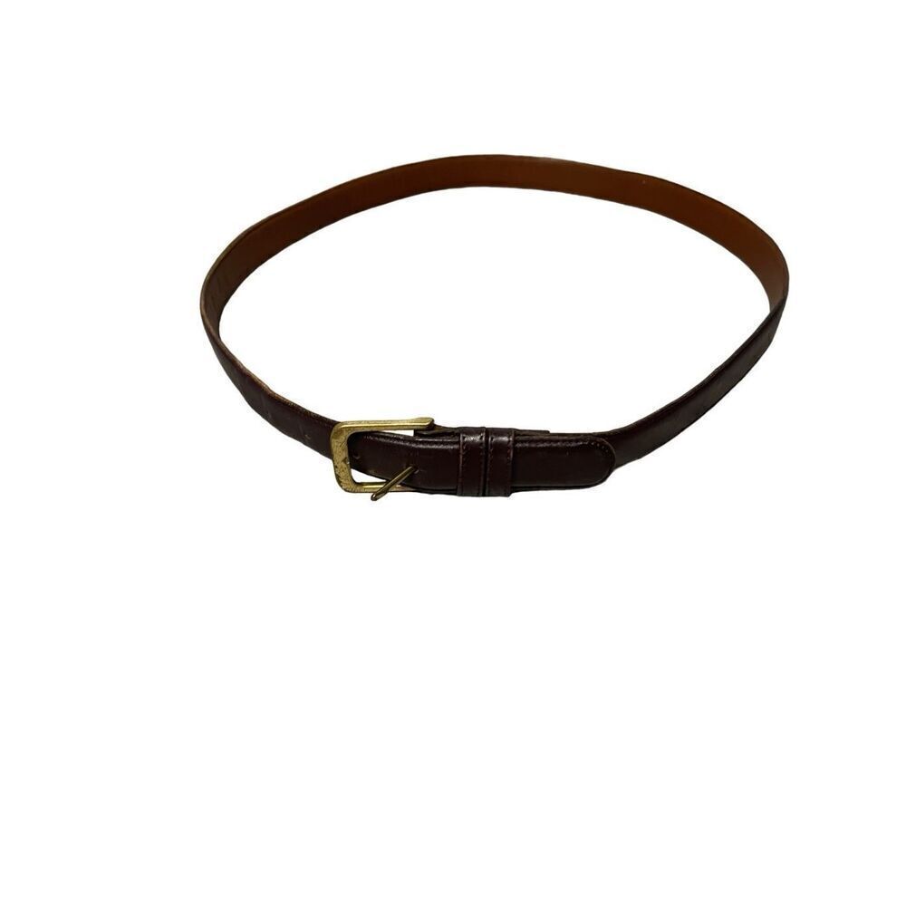 Coach Handcrafted Burnished Cowhide Leather Belt With Brass Buckle Burgandy